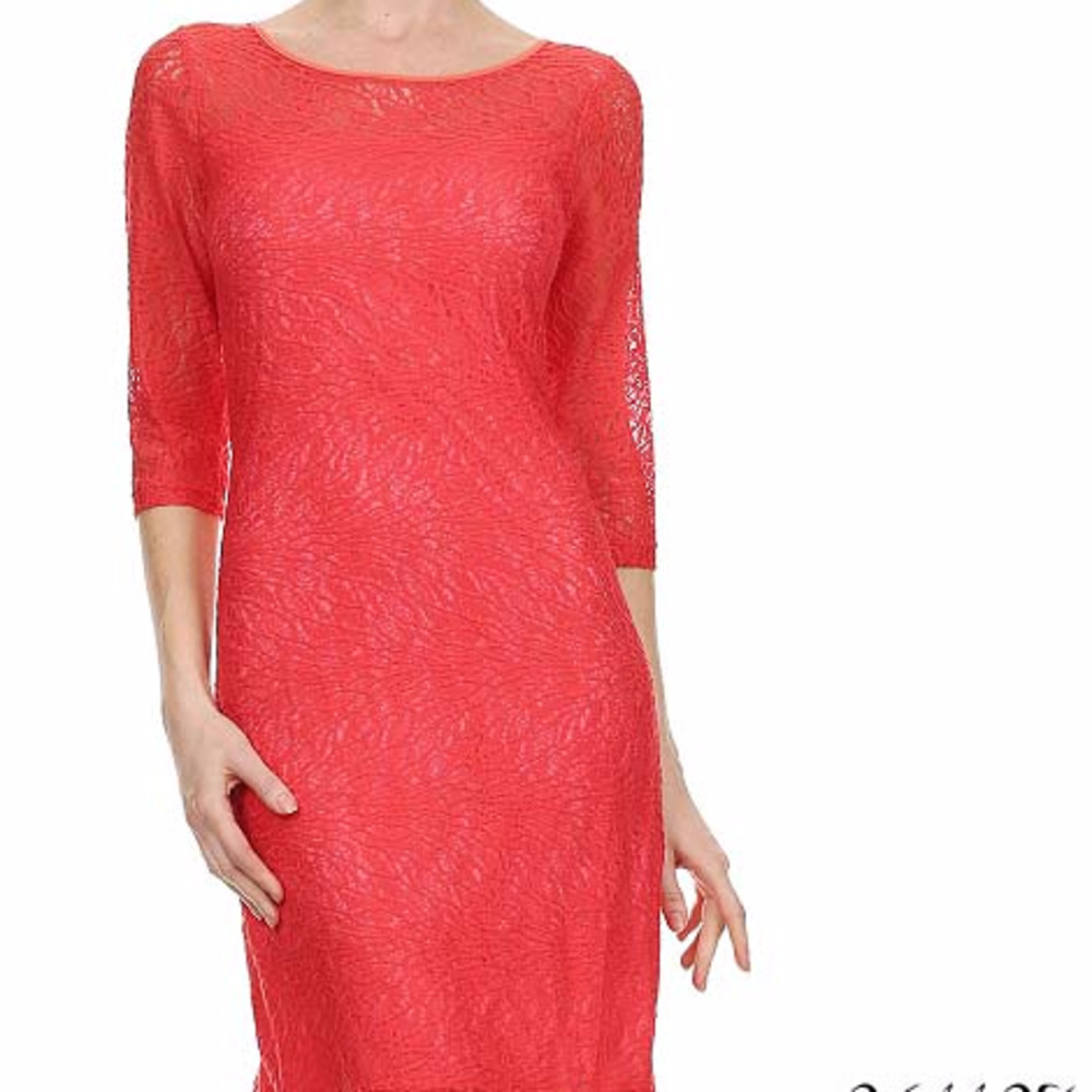 NWT 3/4 sleeve RED A-Line LACY Dress